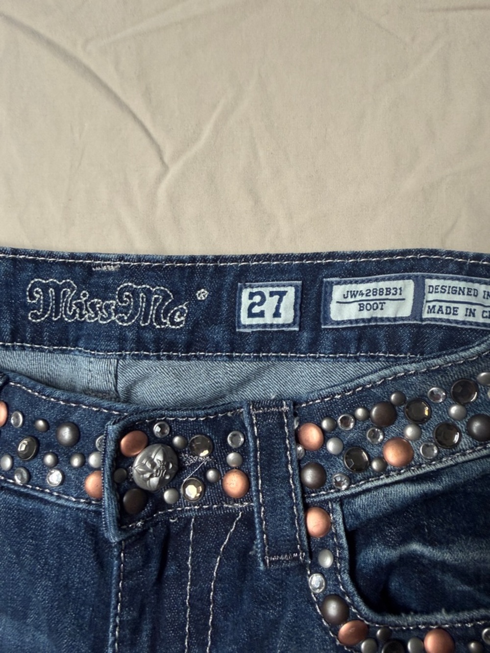 Miss Me Blue Bootcut Jeans with Studded Waist - Picture 2 of 6